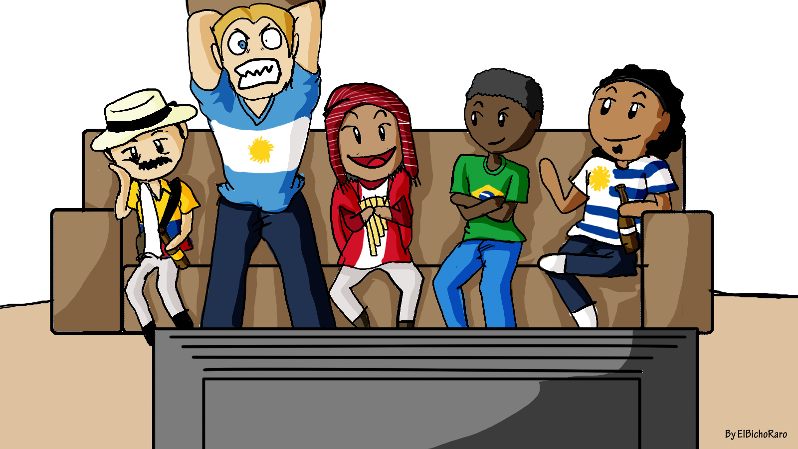 South Americans Watching The World Cup SatWcomic.com
