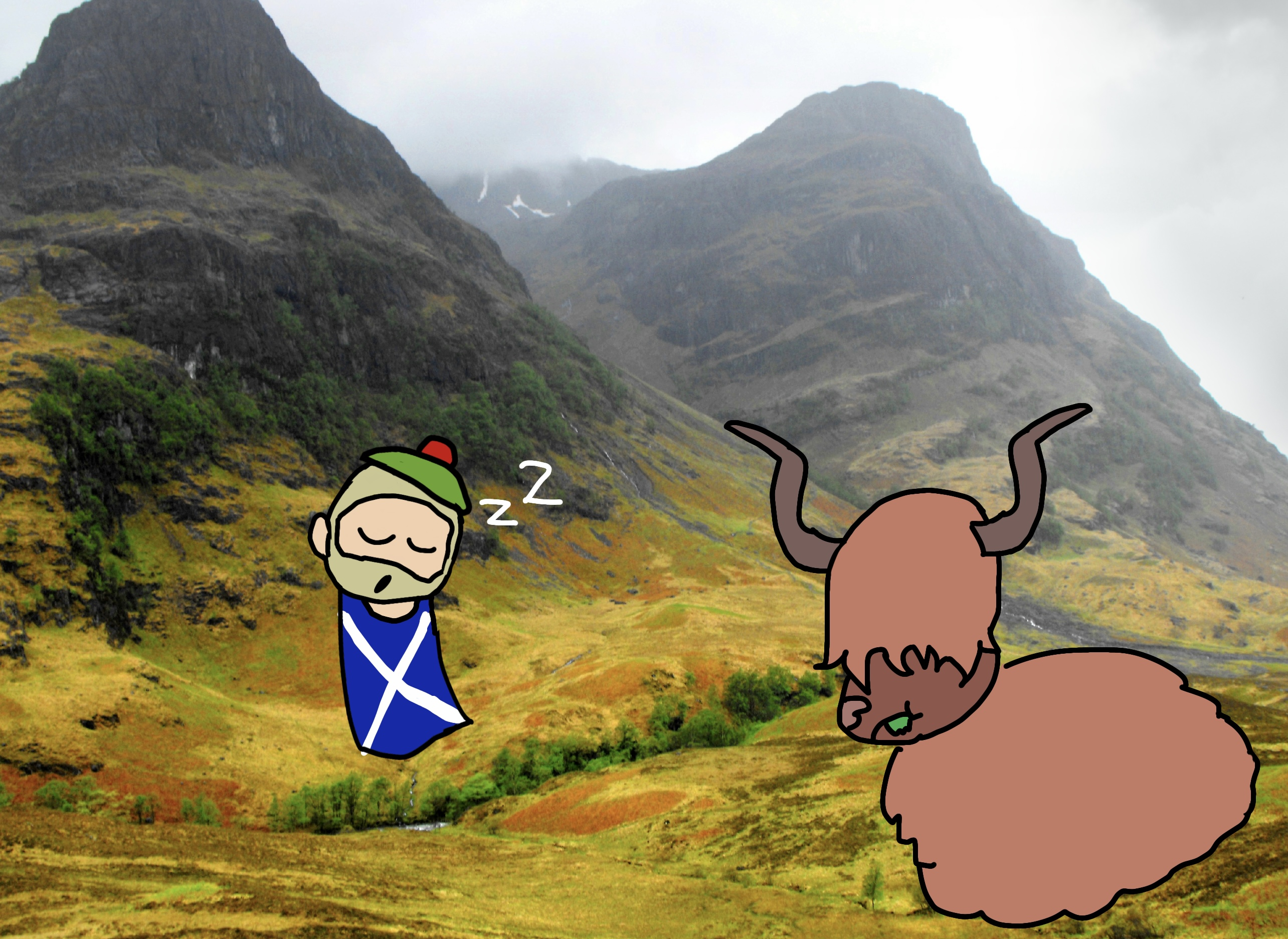 Scotland sleeps in the Scottish highlands 