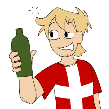 Denmark with a bottle