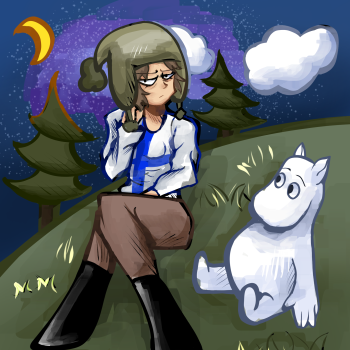 Sister Finland and a moomin 