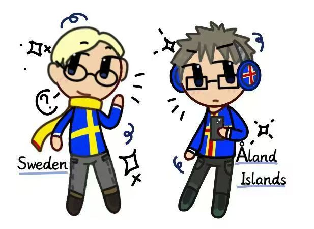 &Aring; land Islands and Sweden (drawn by my friend)