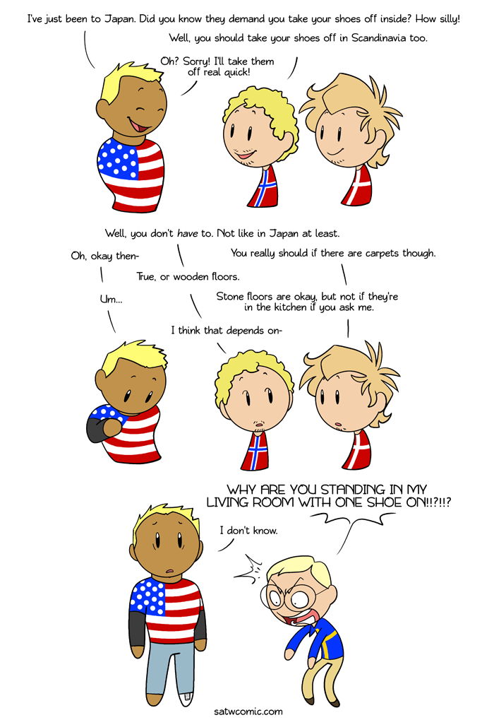 Shoes on shoes off SatWcomic.com